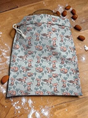 Woodland Fox Reusable Bread Bag, Baby Fox Sourdough Cotton Bread Storage Bag